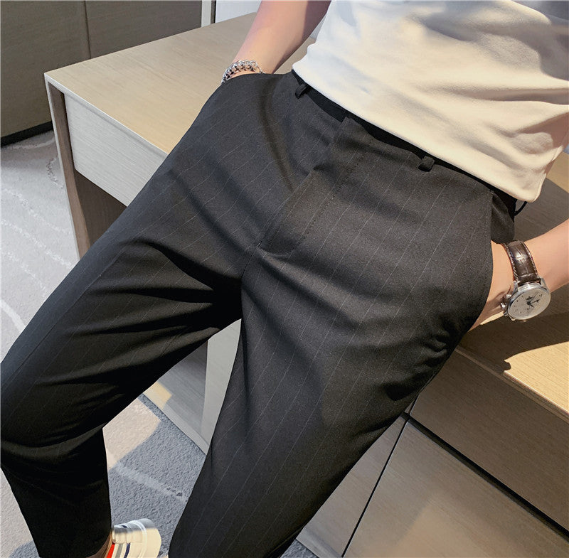 Stylish Pinstripe Slim-Fit Trousers