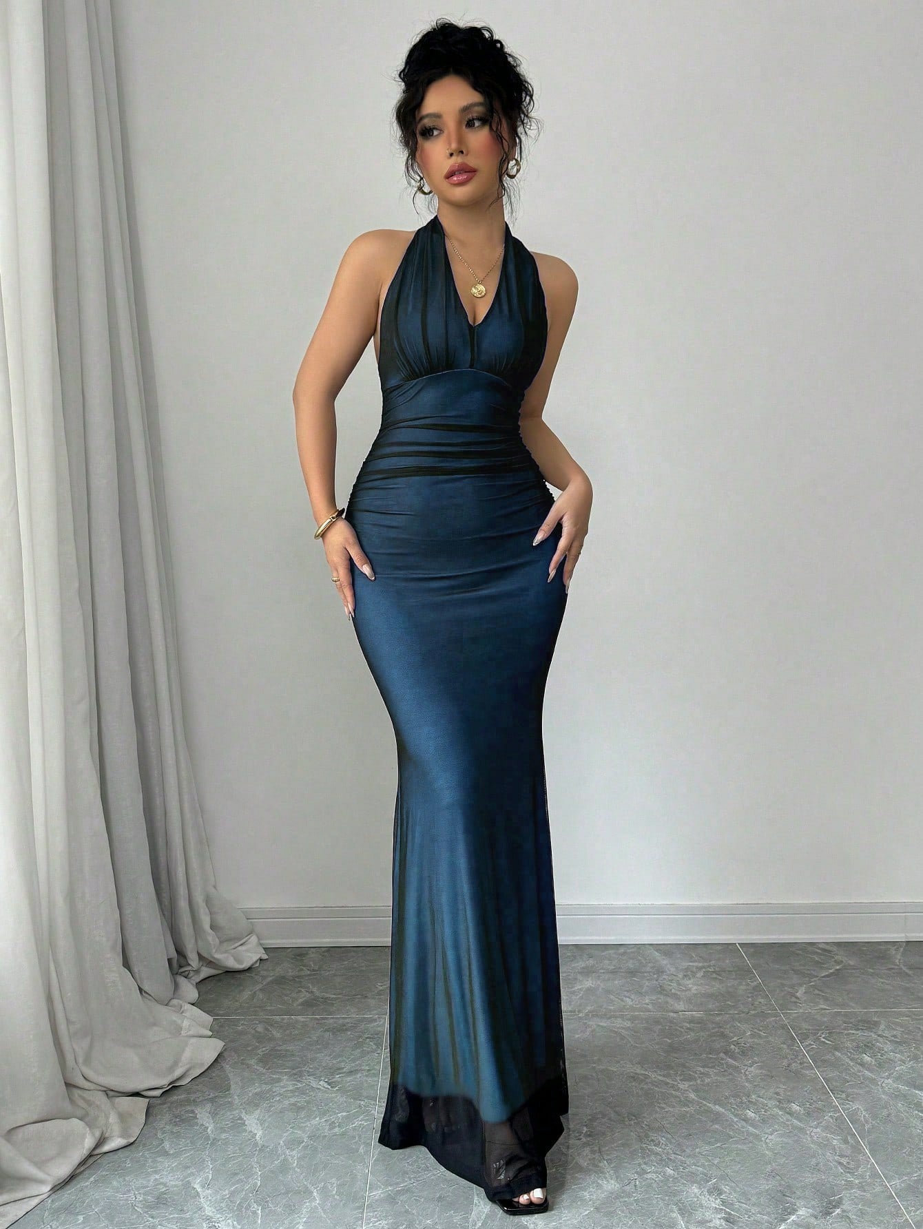 Elegant Halter Backless Maxi Gown