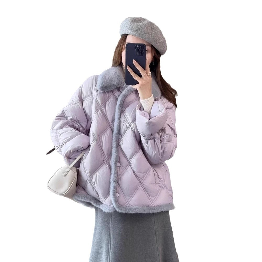 Puffer Jacket with Faux Fur Trim