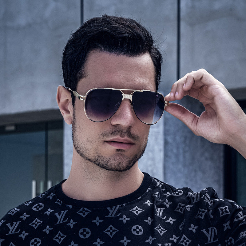 Aviation-Inspired Double-Bar Sunglasses