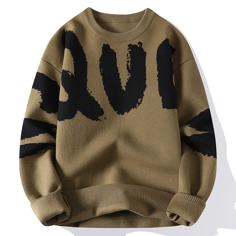 Men's Oversized Letter Knit Sweater