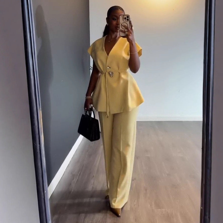Sophisticated Two Piece Peplum Pant Set