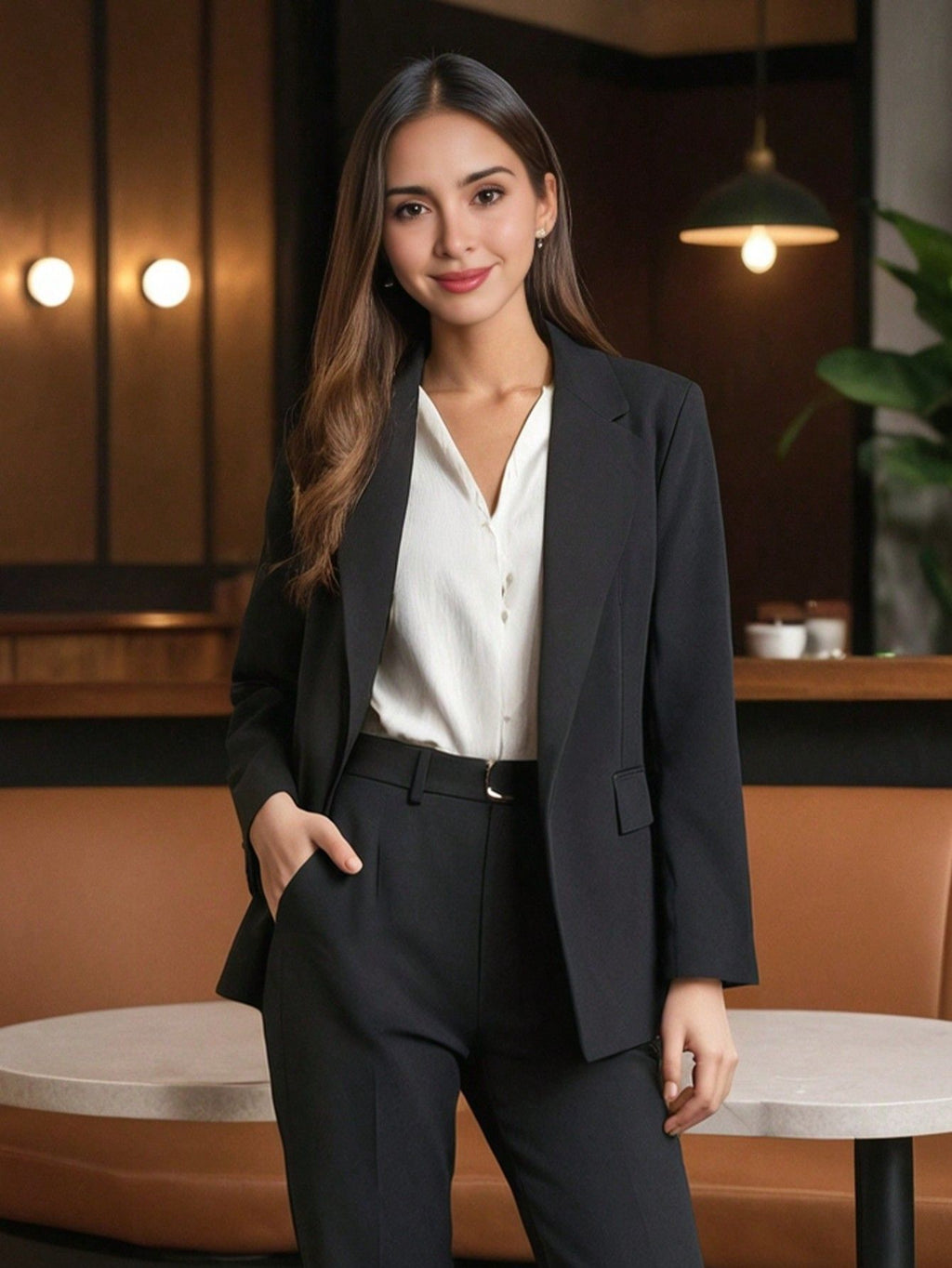 Women's Belted Tailored Blazer