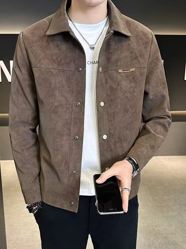 Suede-Texture Utility Jacket