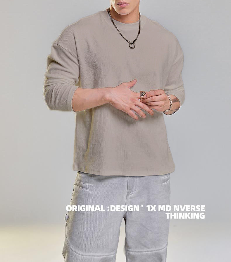 Basic Textured Long-Sleeve Shirt