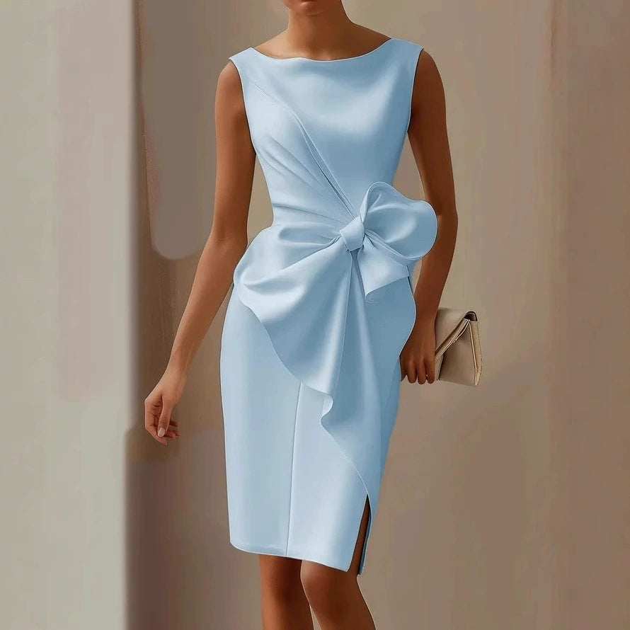 Elegant Waist Bow Midi Dress