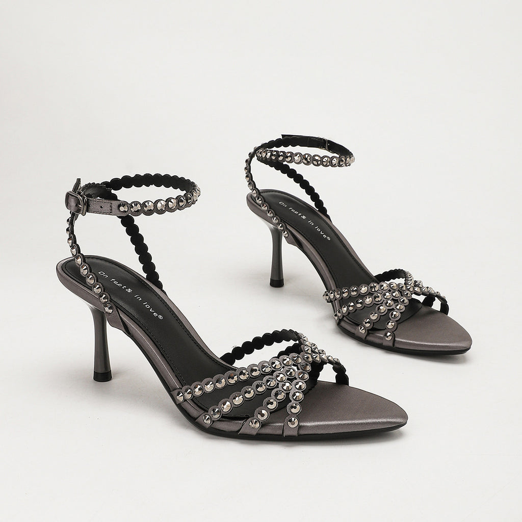 Satin Rhinestone Sandals