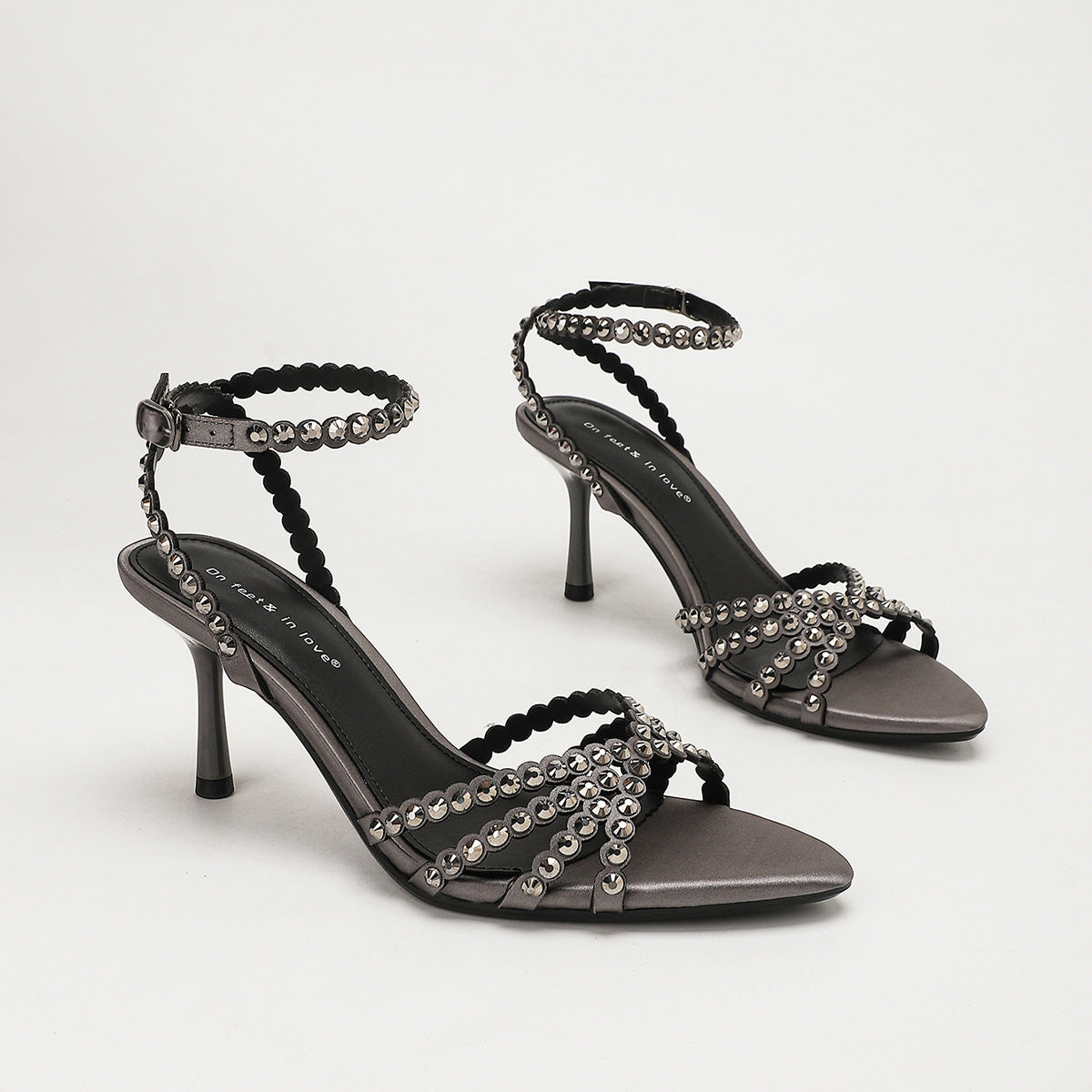 Satin Rhinestone Sandals