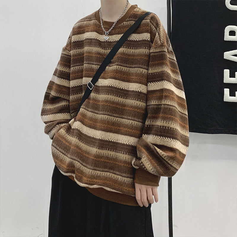 Retro Striped Oversized Pullover