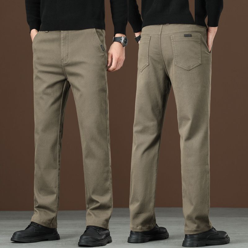 Premium Straight-Leg Cotton Stretch Casual Pants