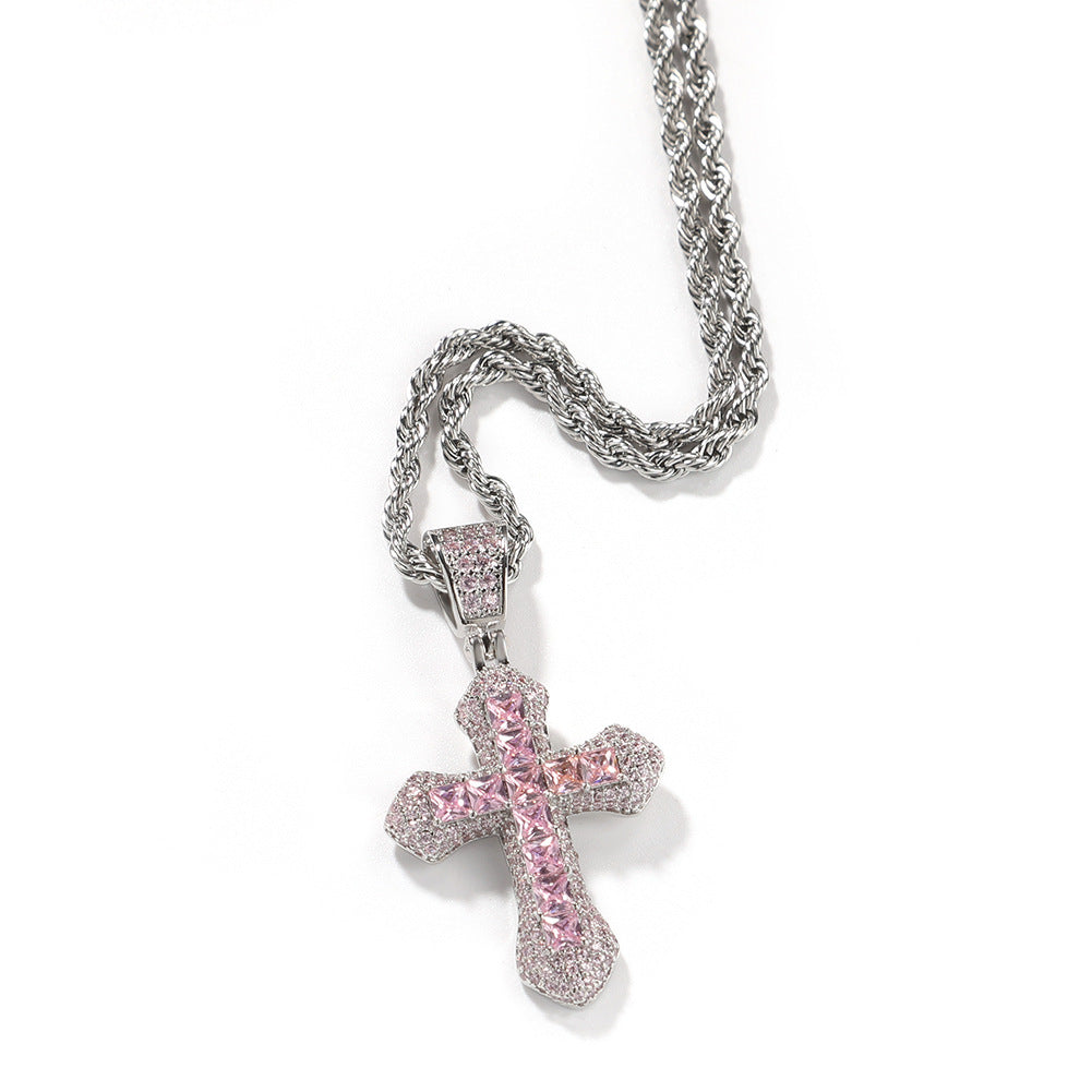 Iced Cross Rope Chain Pendant