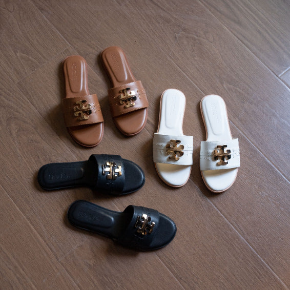 Metal-Buckle Flip-Flops
