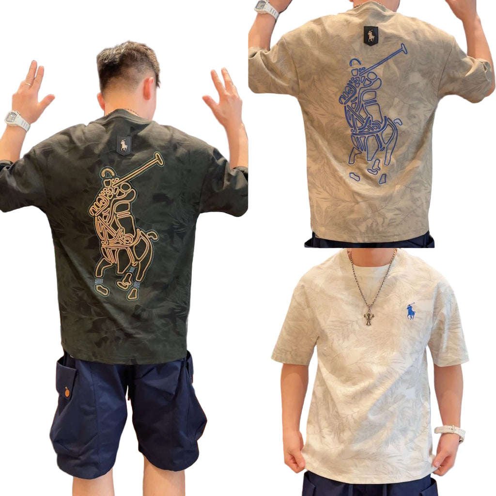 Embroidered Polo Club Graphic T-shirt