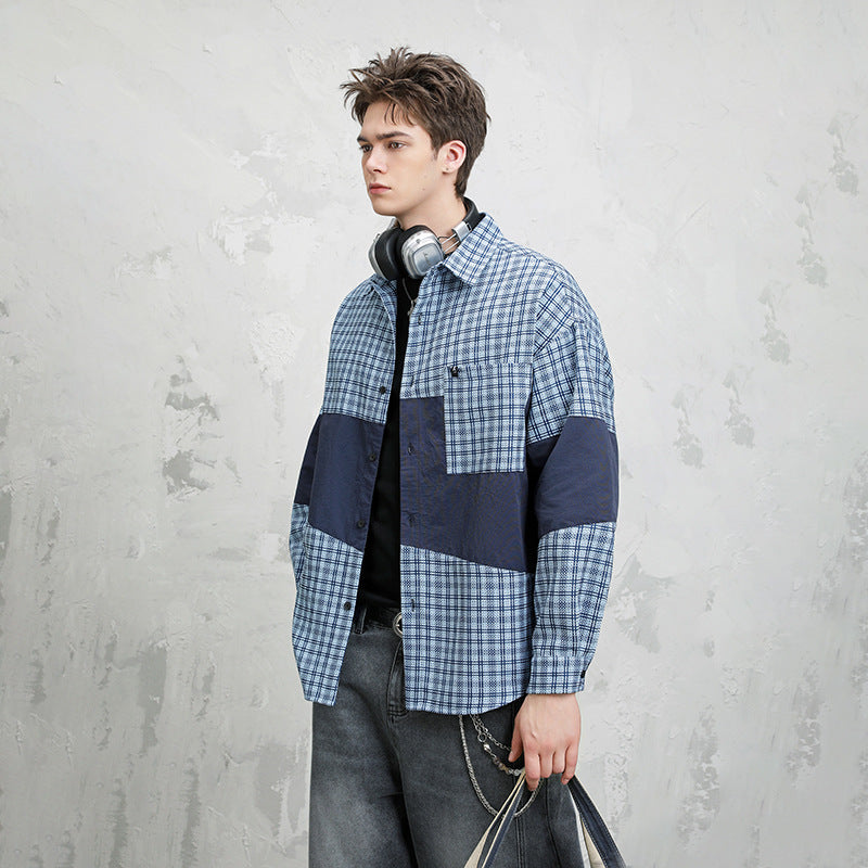 Retro Plaid Patchwork Shirt-Jacket