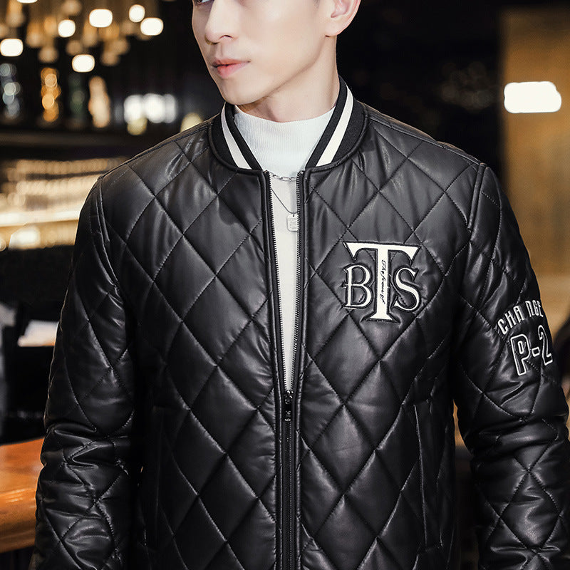 Faux Leather Baseball Jacket