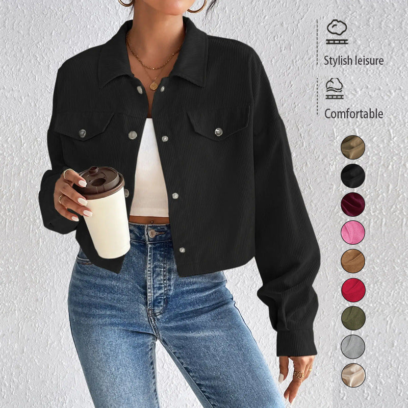 Corduroy Crop Utility Jacket
