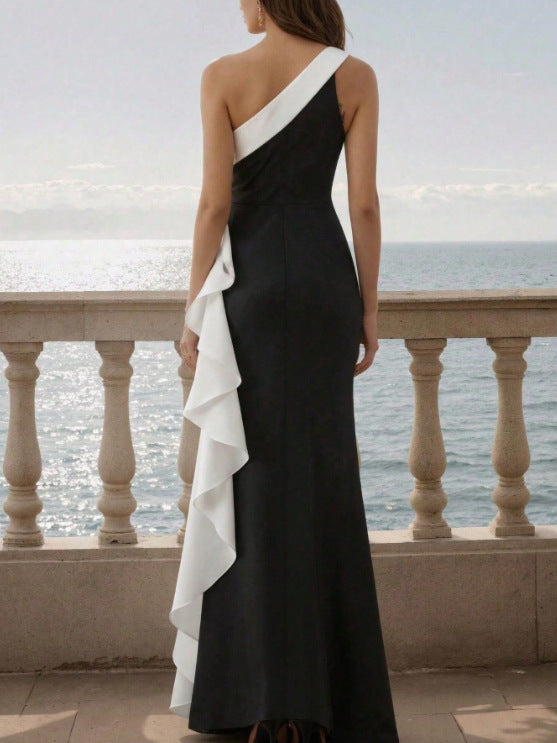 Asymmetric Ruffle Mermaid Dress