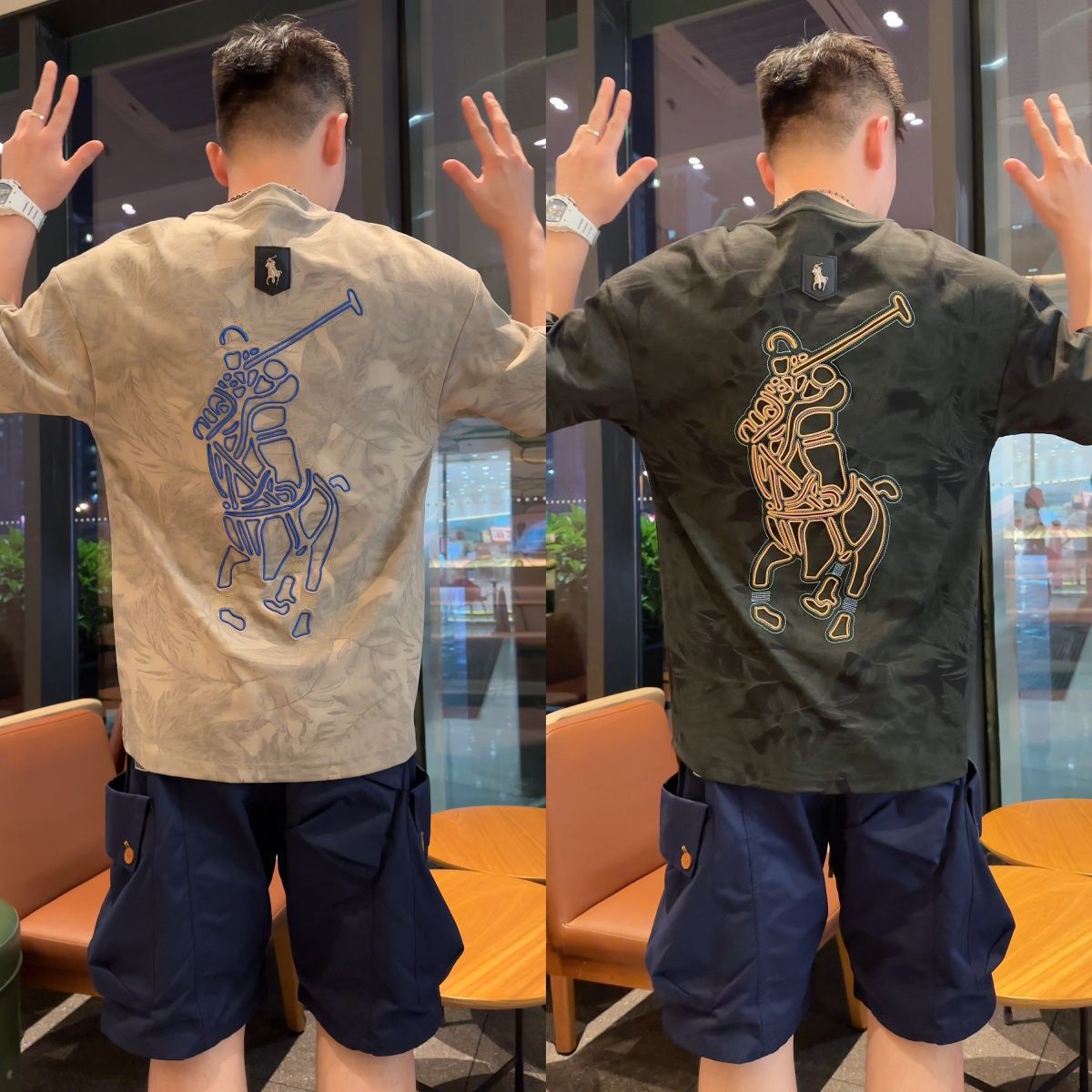 Embroidered Polo Club Graphic T-shirt