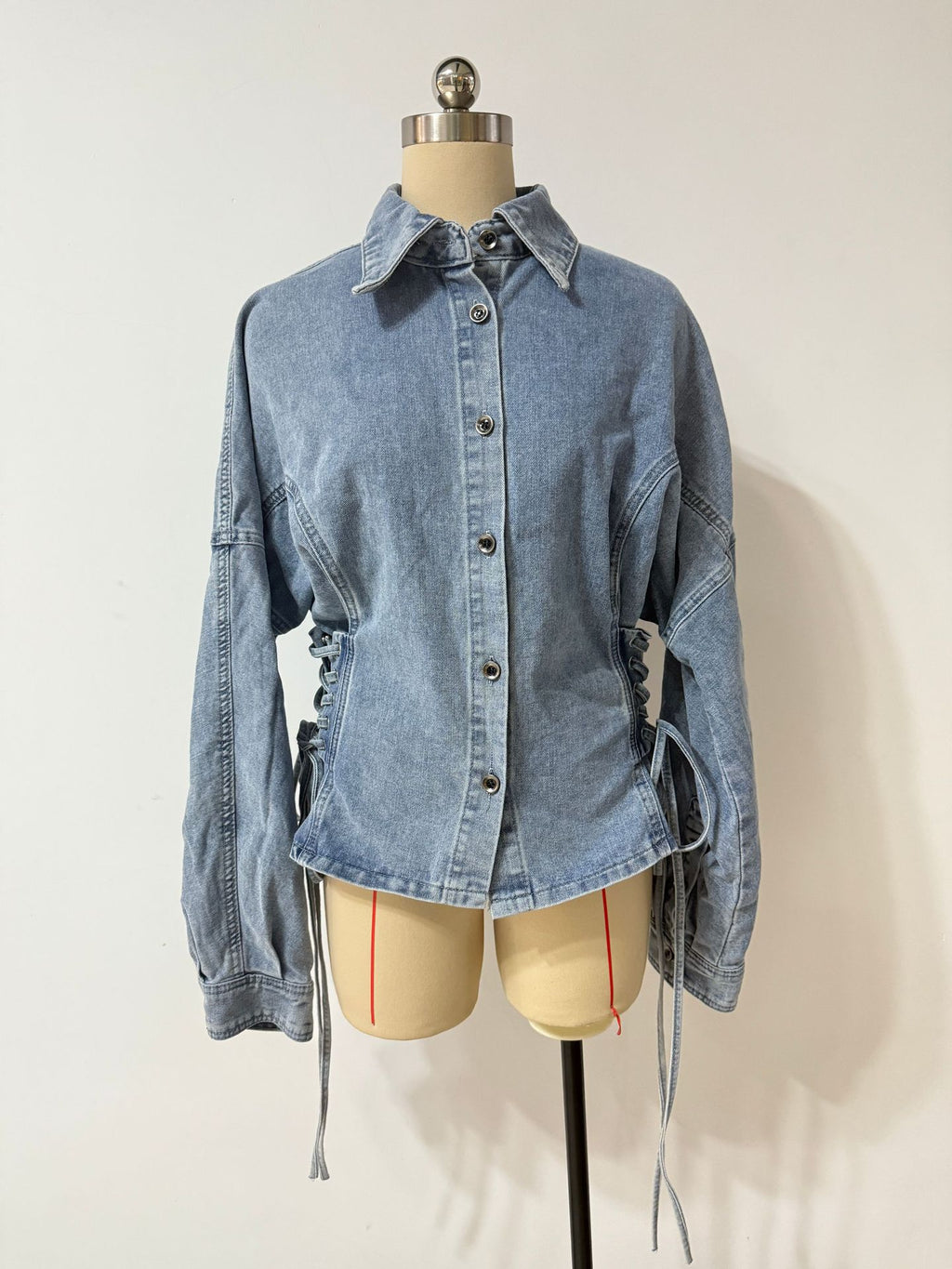 Lace Up Corset Denim Shirt