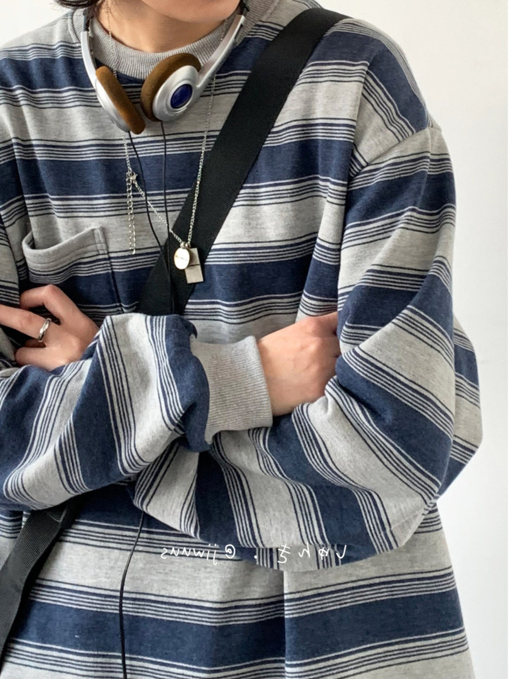 Oversized Nautical Stripe Sweatshirt
