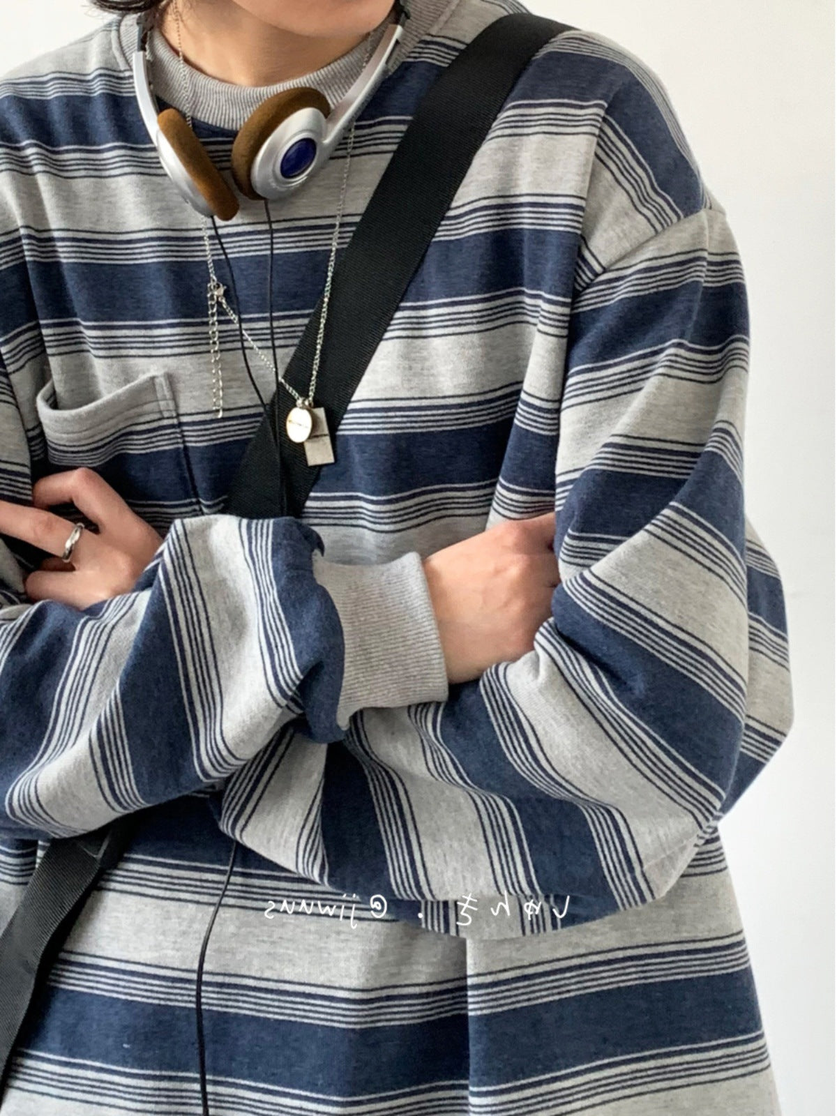 Oversized Nautical Stripe Sweatshirt