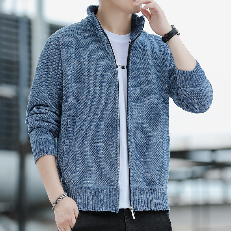 Knitted Stand-Collar Cardigan