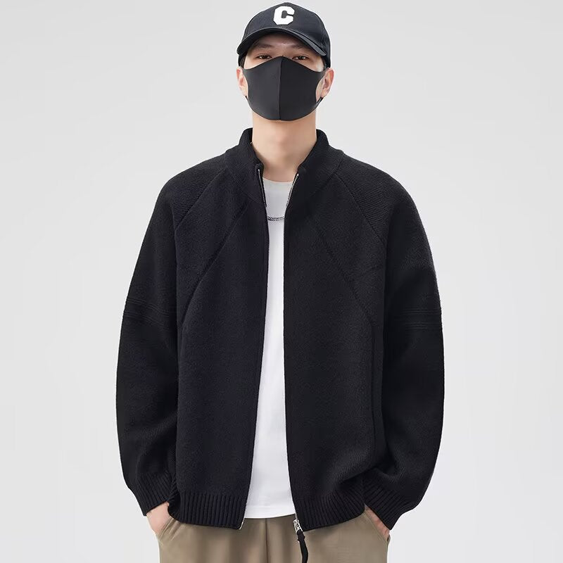 Minimalist Ribbed-Knit Full-Zip Bomber