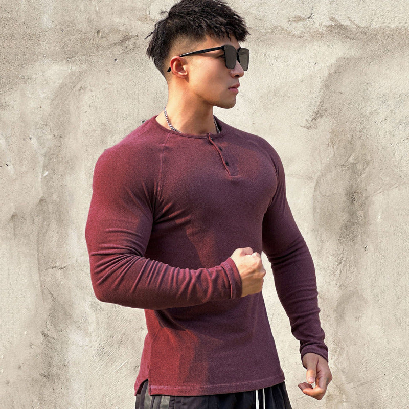 Men's Athletic Fleece Henley Performance Top
