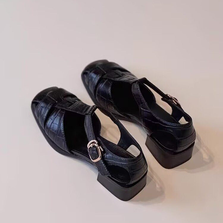 Woven Block-Heel Sandals