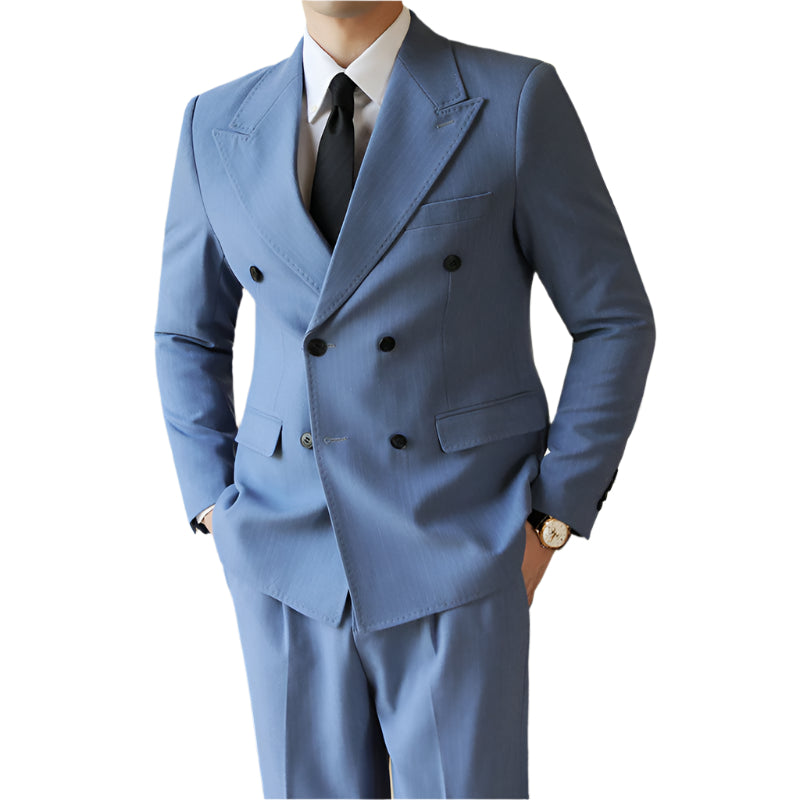 Men's double-breasted striped leisure suit