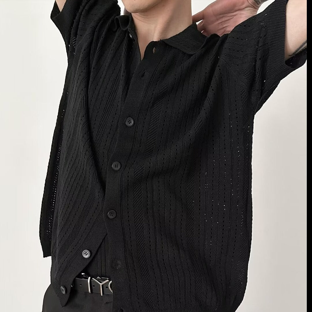 Hollow-out Knit Polo