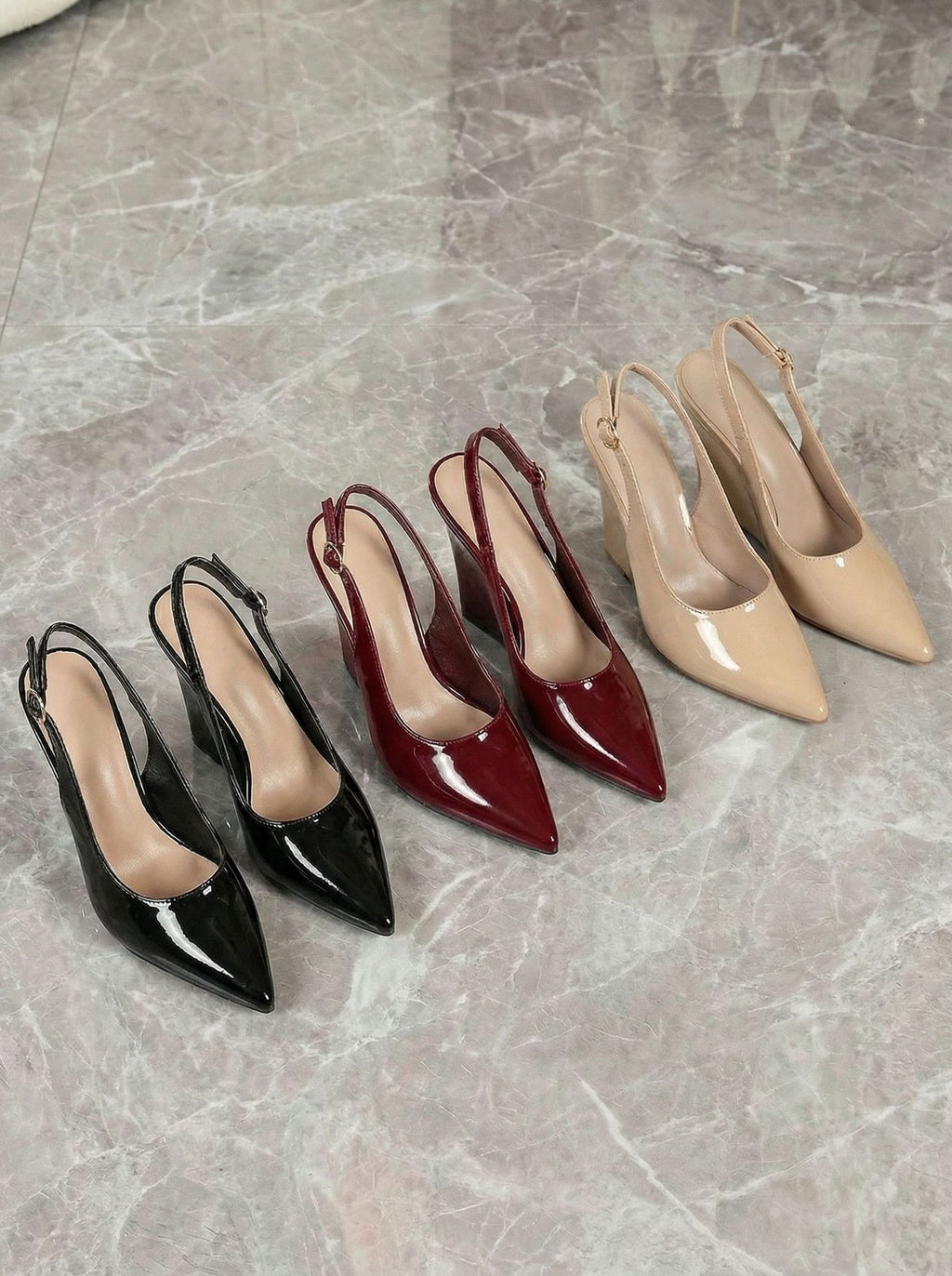 Pointed-Toe Wedge Heels
