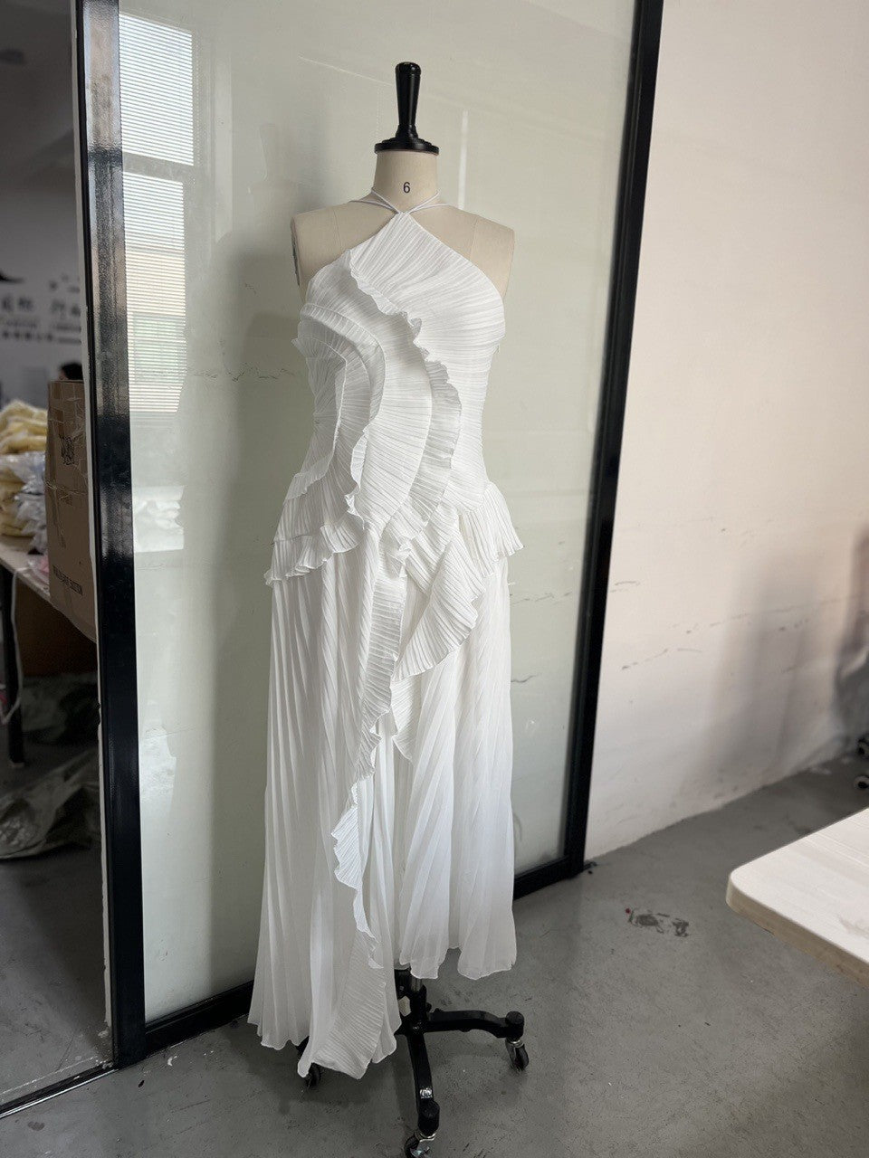 Pleated Halter Dress