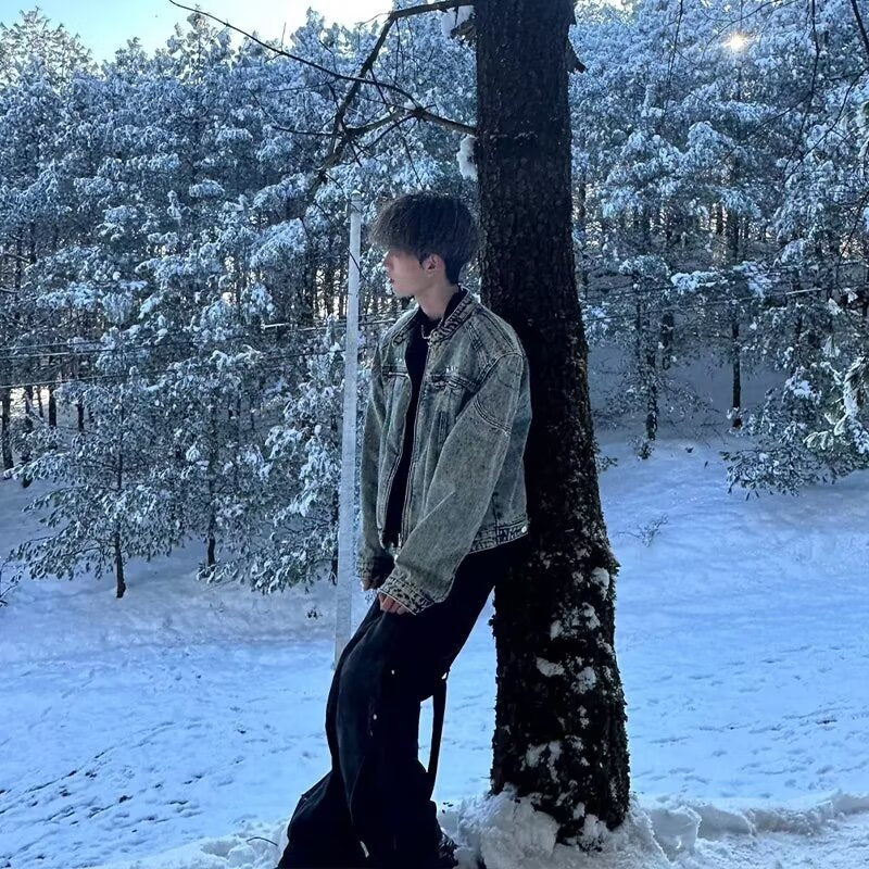 Men's Stand-Up Collar Denim Jacket