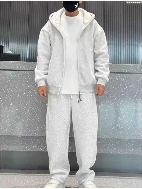 Plush Lined Zipper Hoodie and Sweatpants Set