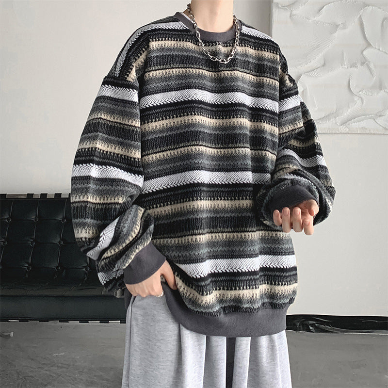 Retro Striped Oversized Pullover