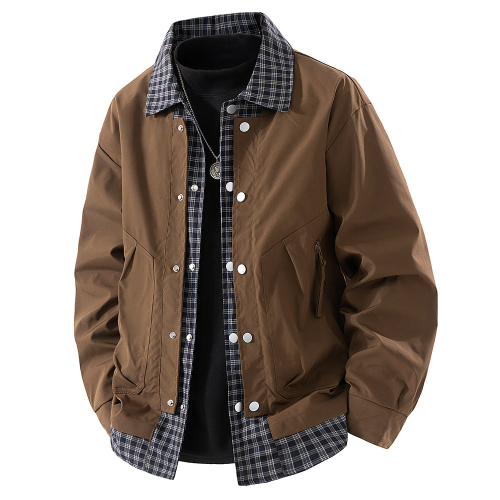 Plaid Collar Layered Jacket