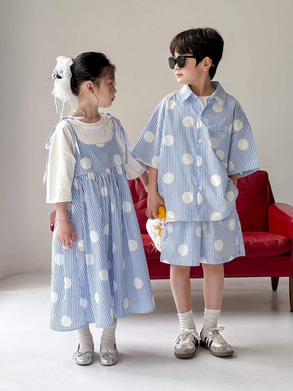 Kids' Polka-Dot Shirt and Shorts Outfit
