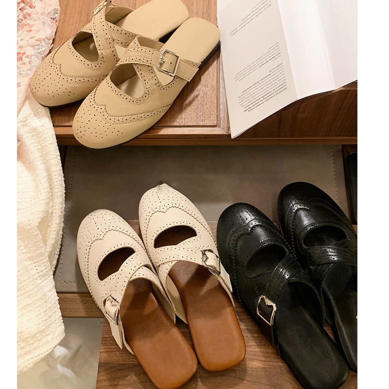 Cutout Leather Mules