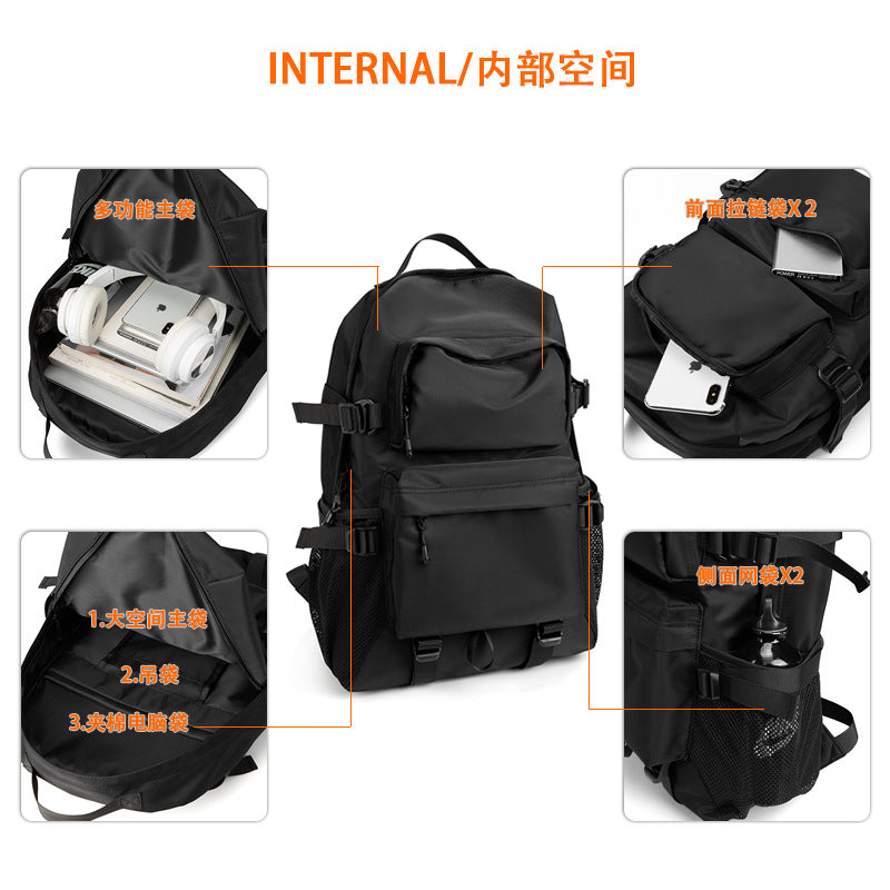 Japanese trendy functional backpacks, men's backpacks, large-capacity travel bags, college and middle school students, school bags, trendy leisure bags