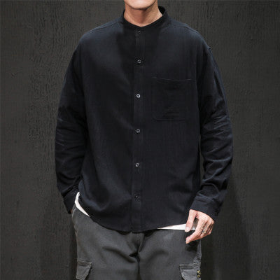 Collar Linen-Blend Shirt