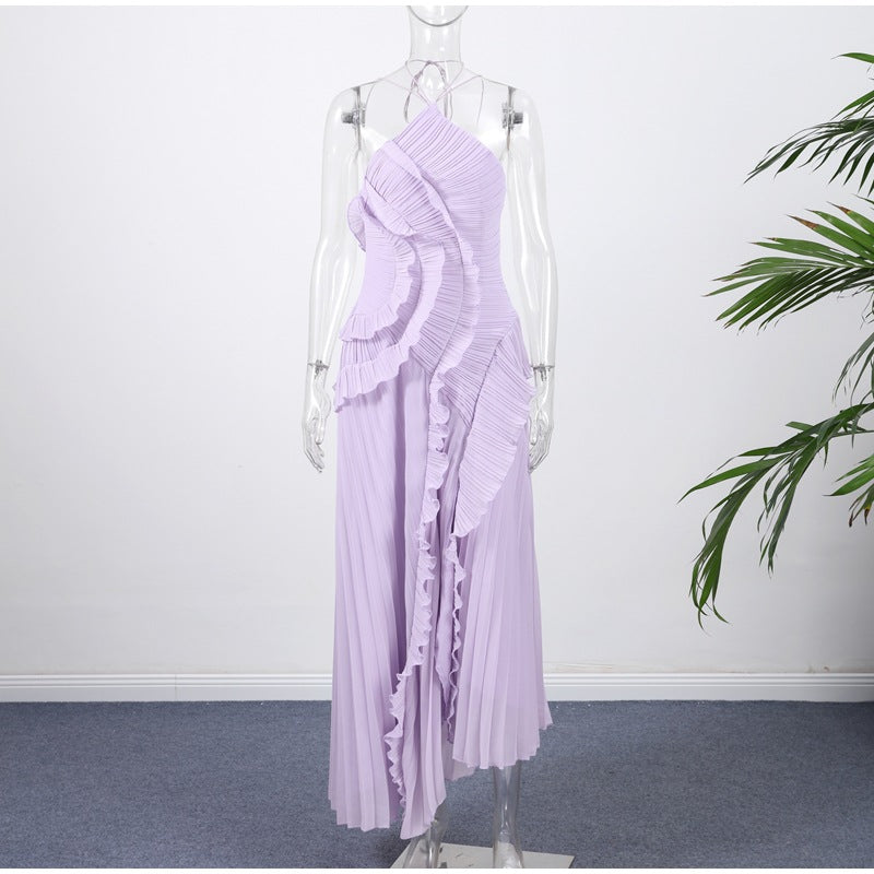 Pleated Halter Dress