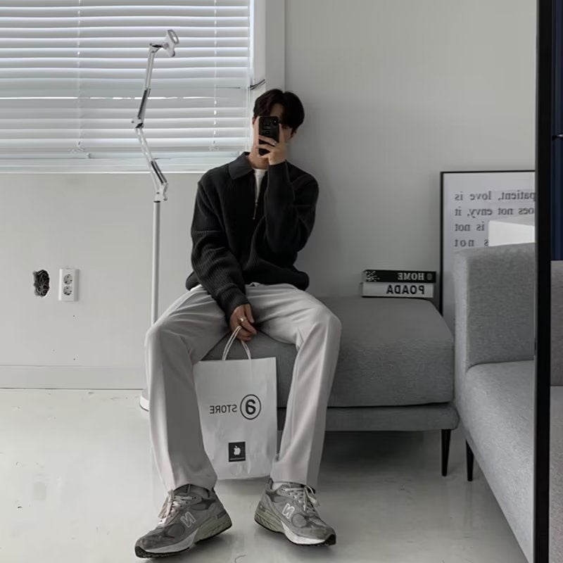 Men's Quarter-Zip Knit Polo Sweater