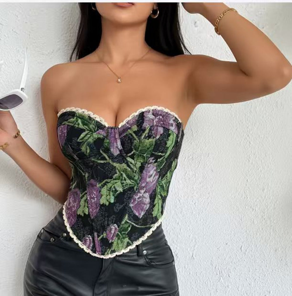 Vintage Tapestry Lace Corset Top