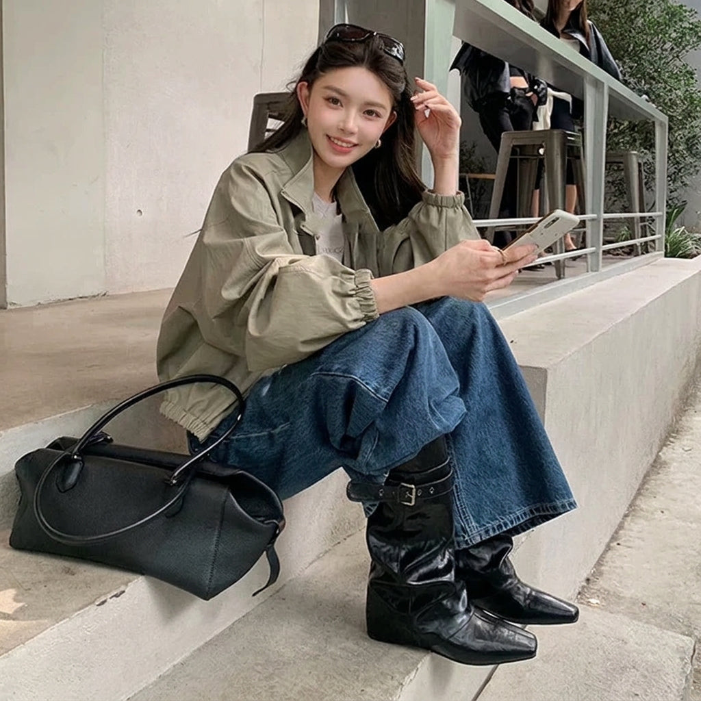 Convertible Buckle Leather Boots
