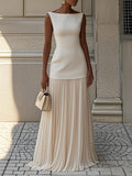 Elegant Pleated Maxi Skirt and Sleeveless Tunic Set