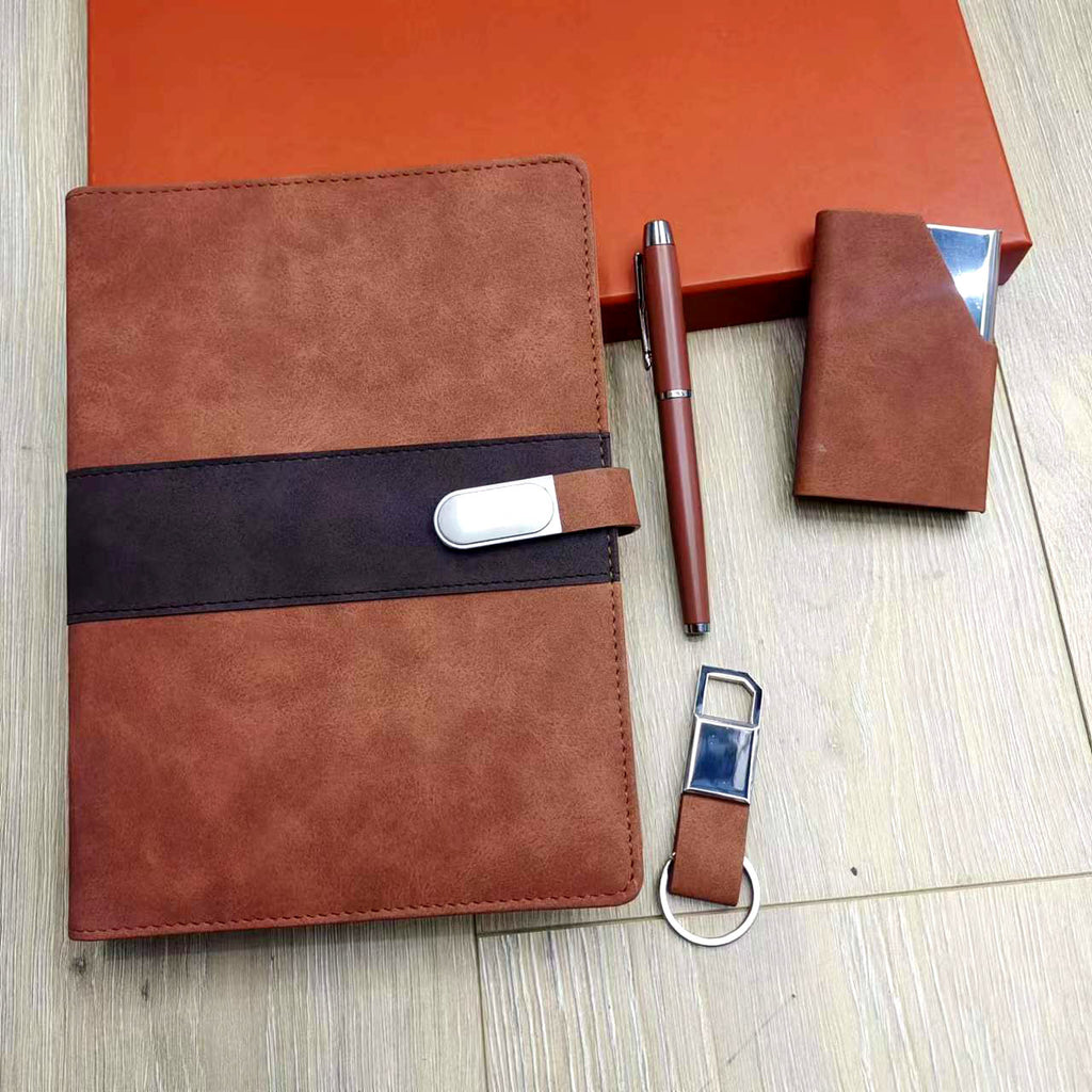 Universal Notebook Gift Set Brown Loose-leaf Notebook Set Advertising Notebook Business Card Box Gift Set