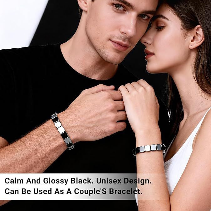 Cross-border hot sale square black gallstone bracelet men's elastic mix and match bracelet fashion beaded apple bracelet accessories accessories