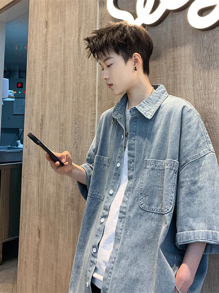 Retro Utility Denim Button Up