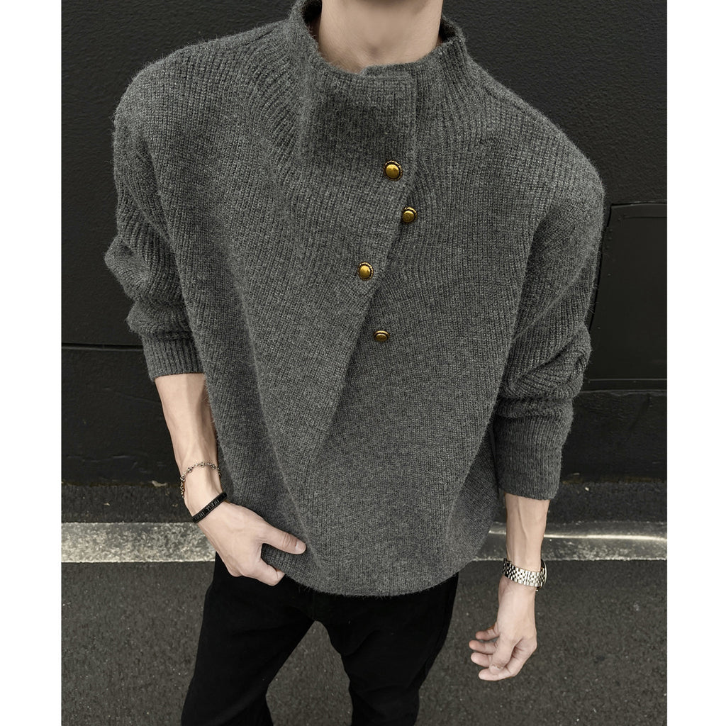 Asymmetric Button Knit Sweater
